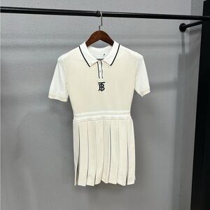 Authentic Burberry White Kids Dress with Black Accents